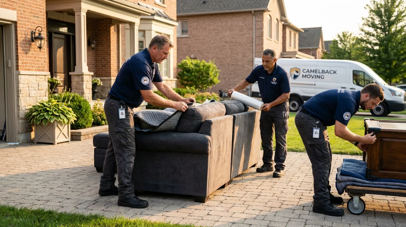 Large estate moving crew wrapping furniture in Millbrook, AL