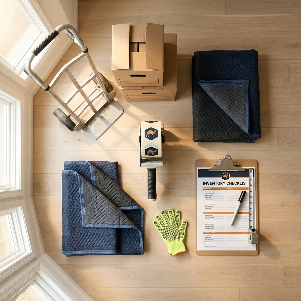 Professional moving supplies and packing materials layout for Millbrook residential relocations