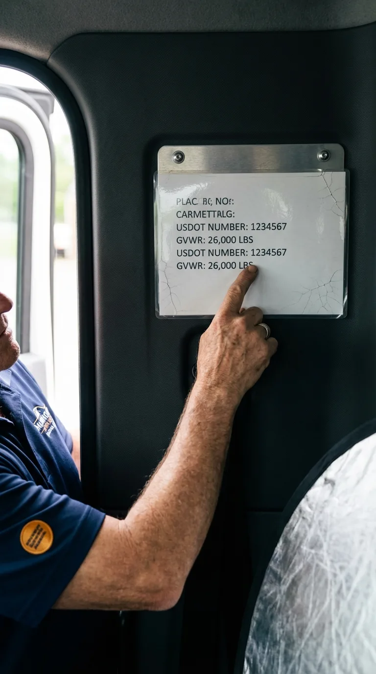 USDOT licensing placard verification in Millbrook